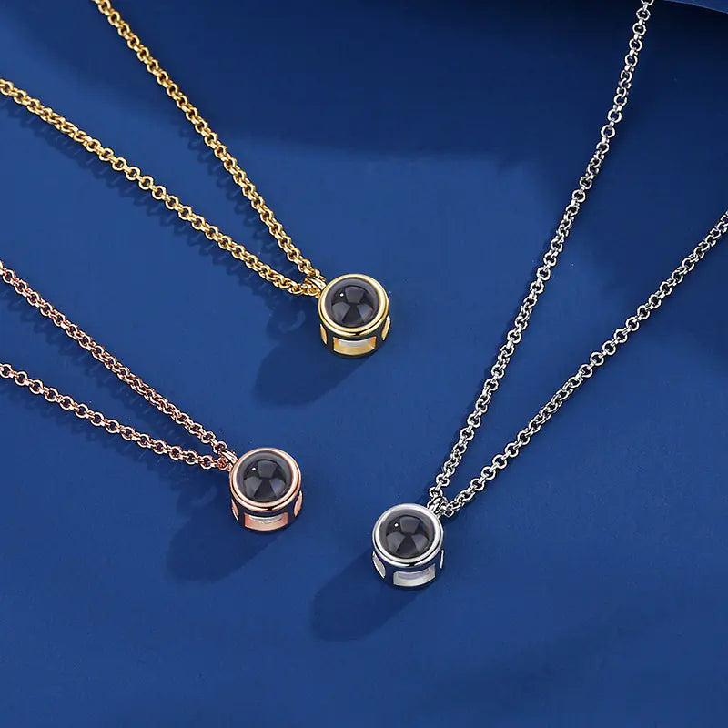 Customizable S925 Silver Projection Necklace (100 Languages)