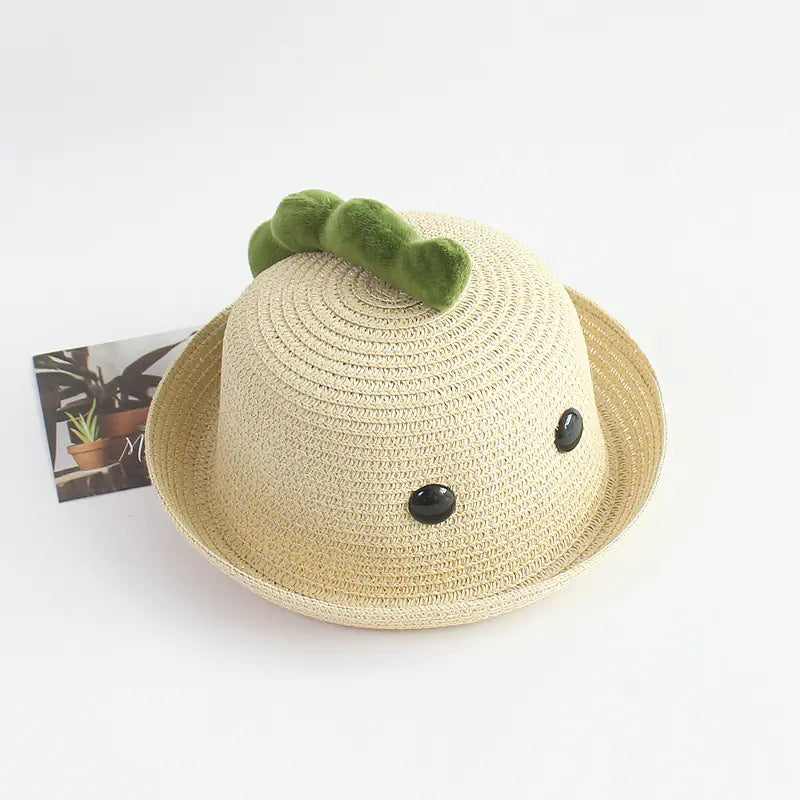 Children's Summer Dinosaur Straw Beach Hat for Ages 2-8