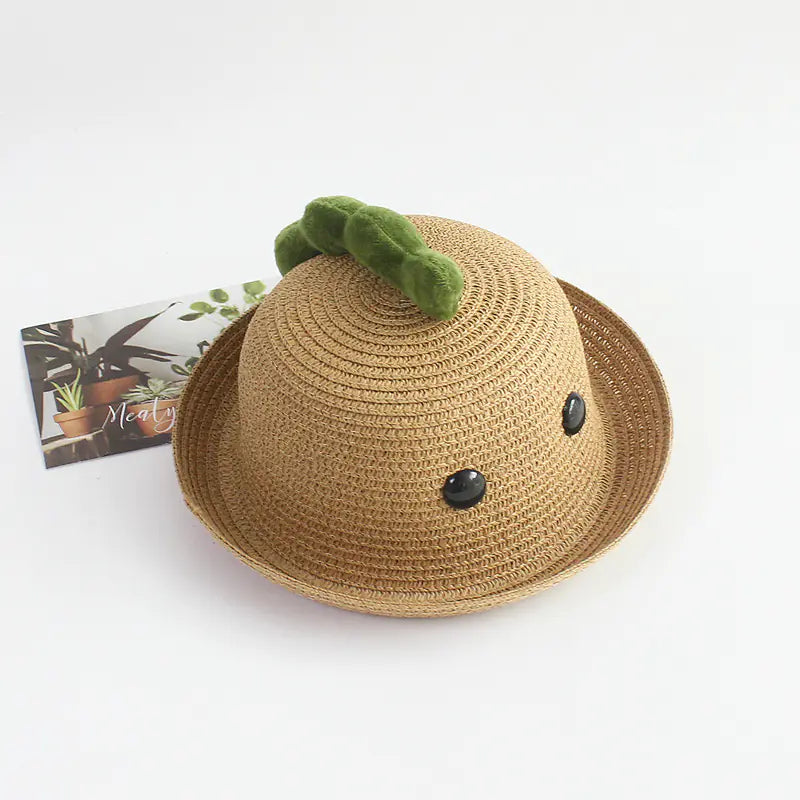 Children's Summer Dinosaur Straw Beach Hat for Ages 2-8