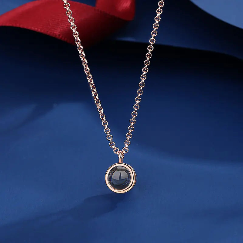 Customizable S925 Silver Projection Necklace (100 Languages)