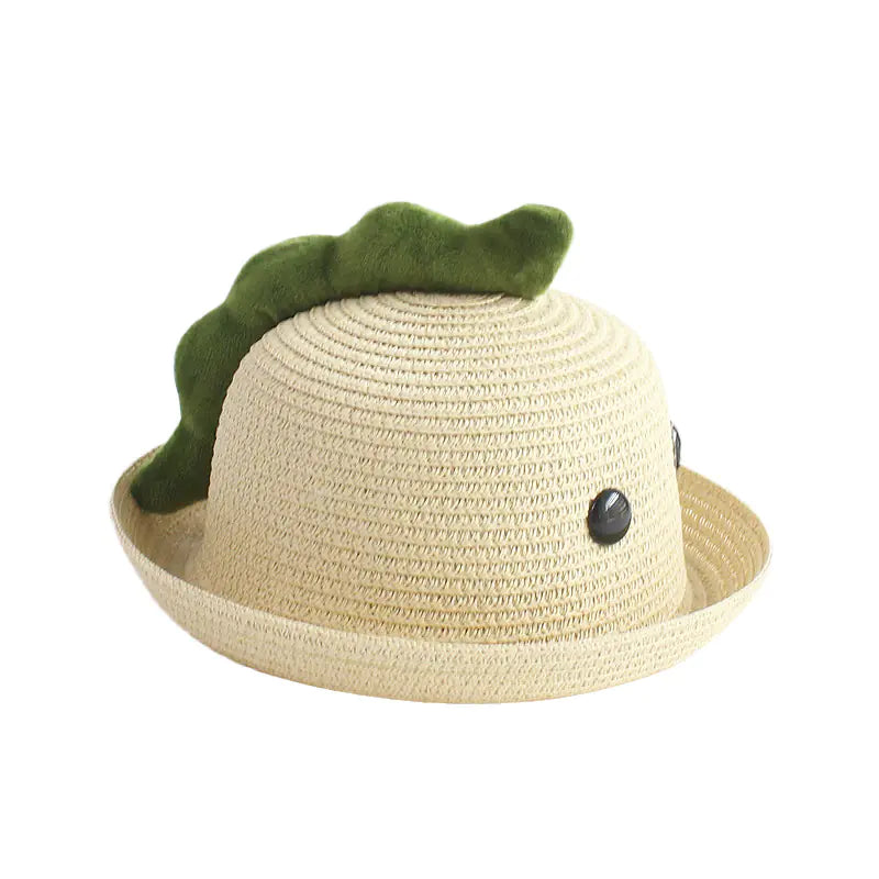 Children's Summer Dinosaur Straw Beach Hat for Ages 2-8