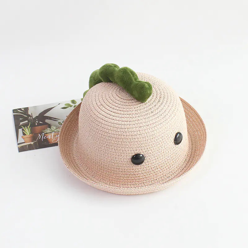 Children's Summer Dinosaur Straw Beach Hat for Ages 2-8