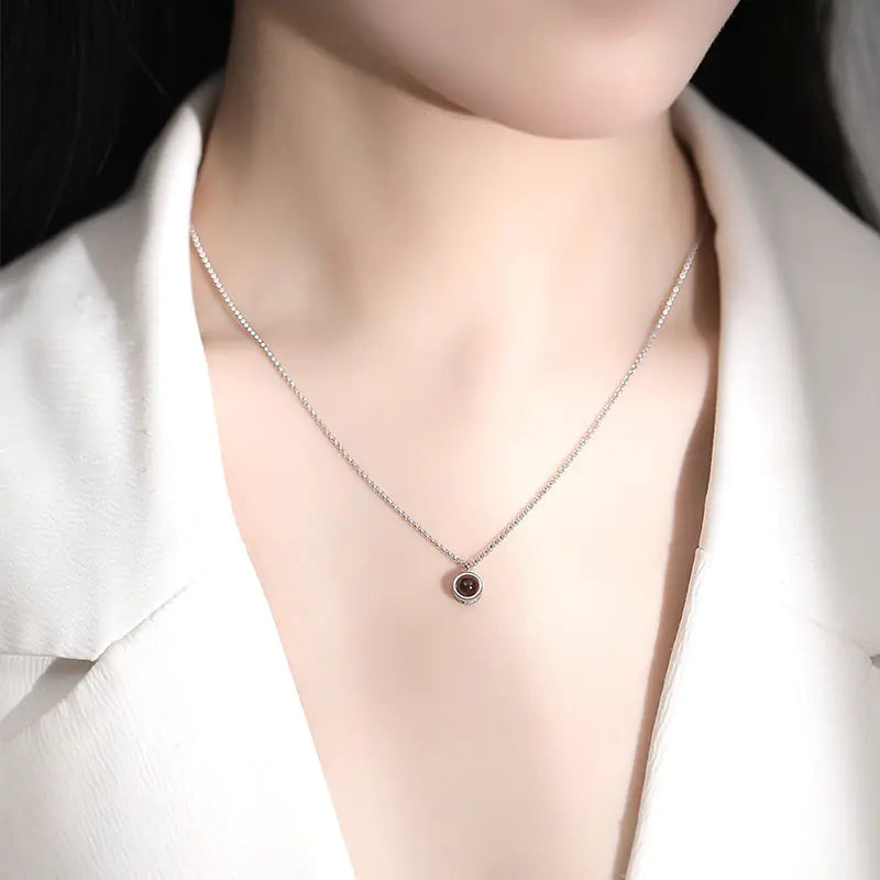 Customizable S925 Silver Projection Necklace (100 Languages)