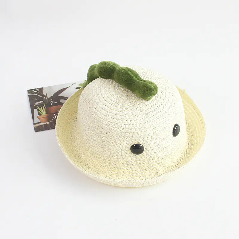 Children's Summer Dinosaur Straw Beach Hat for Ages 2-8