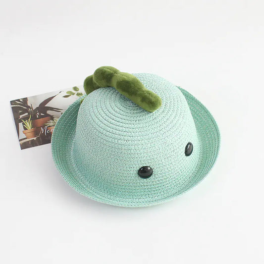 Children's Summer Dinosaur Straw Beach Hat for Ages 2-8